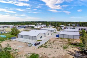 Exterior of prefab steel buildings for medical or storage use